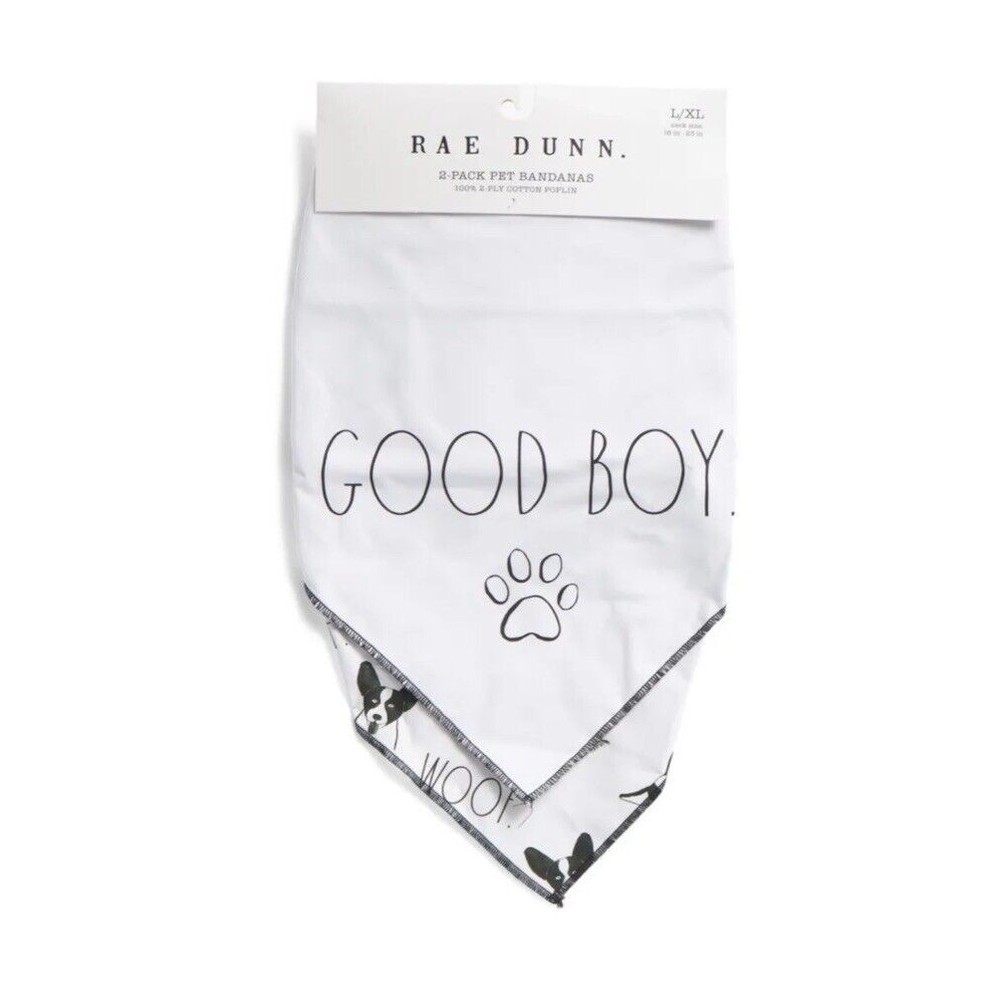 2-Pack Rae Dunn “Good Boy” XL Dog Bandanas New With Tags